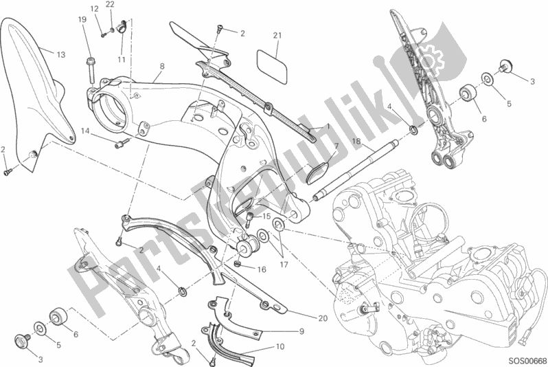 Todas as partes de Forcellone Posteriore do Ducati Hypermotard SP USA 821 2014